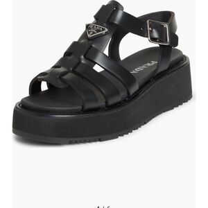 Prada Fisherman Black Leather Sandals